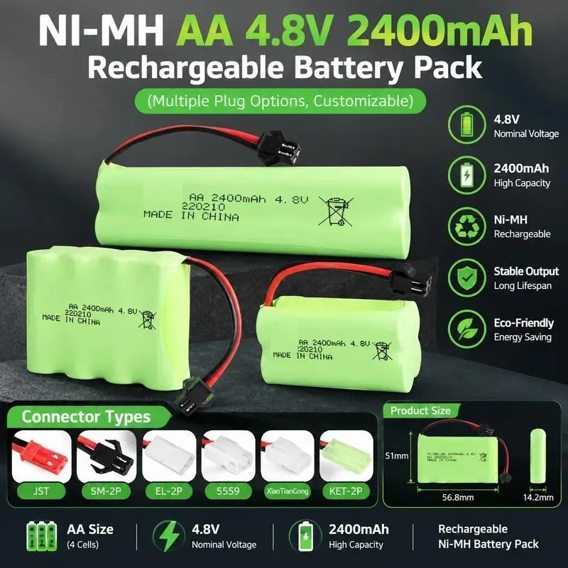 for NiMH 4.8V 2400mAh Rechargeable Battery Pack AA5 for Electric Toy Climbing Car Remote Control Car Battery Replacement