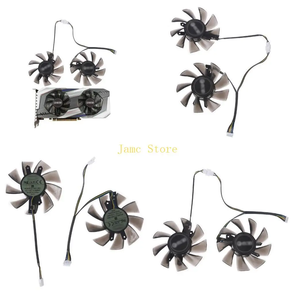 

LX0B 75 мм T129215BU 4-контактный 12 В 0,50 А Вентилятор VGA Охлаждение графической карты для GALAX 1060