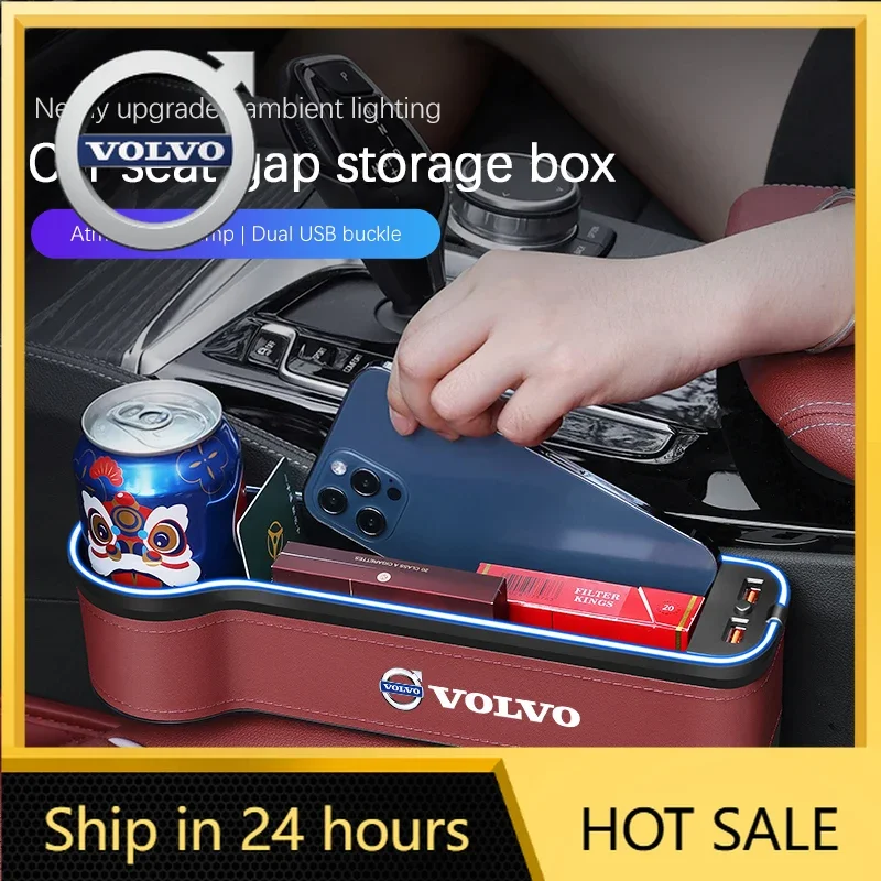 

Steering Covers LED Car Seat Gap Box Atmosphere Lamp Storage Box For Volvo XC90 V90 V60 XC60 V40 EC40 EX40 S80 S60 S90 C40 XC40