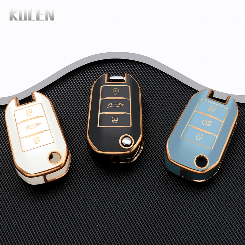 New TPU Car Flip Key Case Cover Shell For Peugeot 208 308 408 508 2008 3008 4008 5008 For Citroen C3 C4 CACTUS C6 C8 Accessories