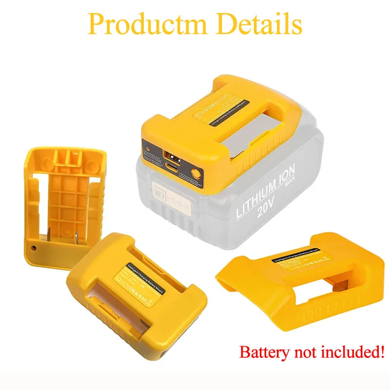 Power Tool Parts For Dewalt 18V 20V Li-ion Battery Belt Buckle Bracket Holder Adapter USB TypeC Charger DCB200 DCB205 Power Bank