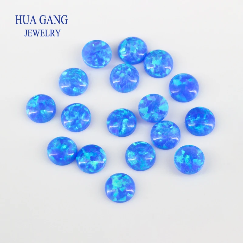 10Pcs Opal Loose Beads Stones Flat Base Cabochon Jewelry Mixed Synthetic Created Gemstones Stone Round Multicolor Opals
