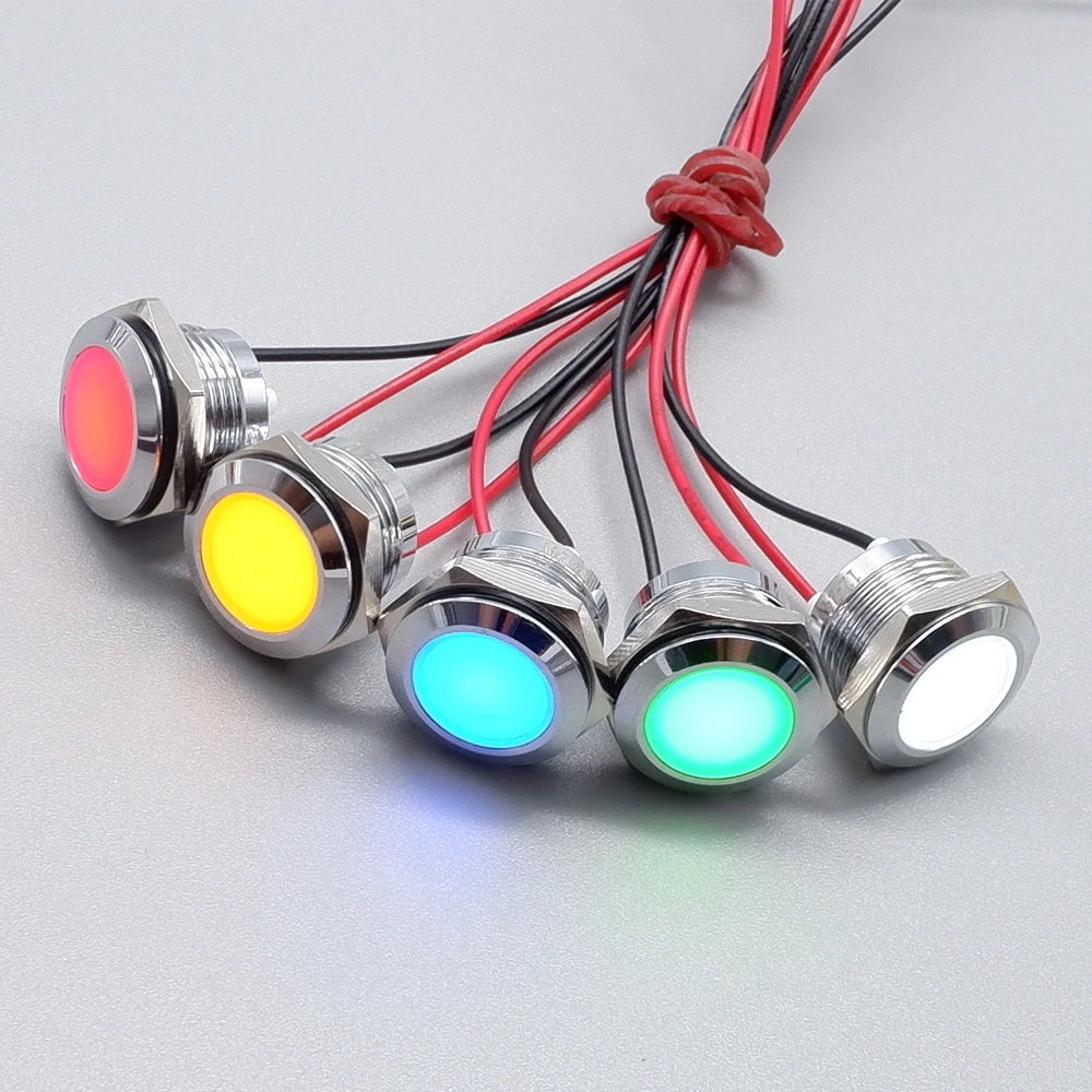 16mm 19mm 22mm Metal Indicator light LED Signal lights Power Supply Lamp 6v 5v 12v 24v 220v red yellow blue green white