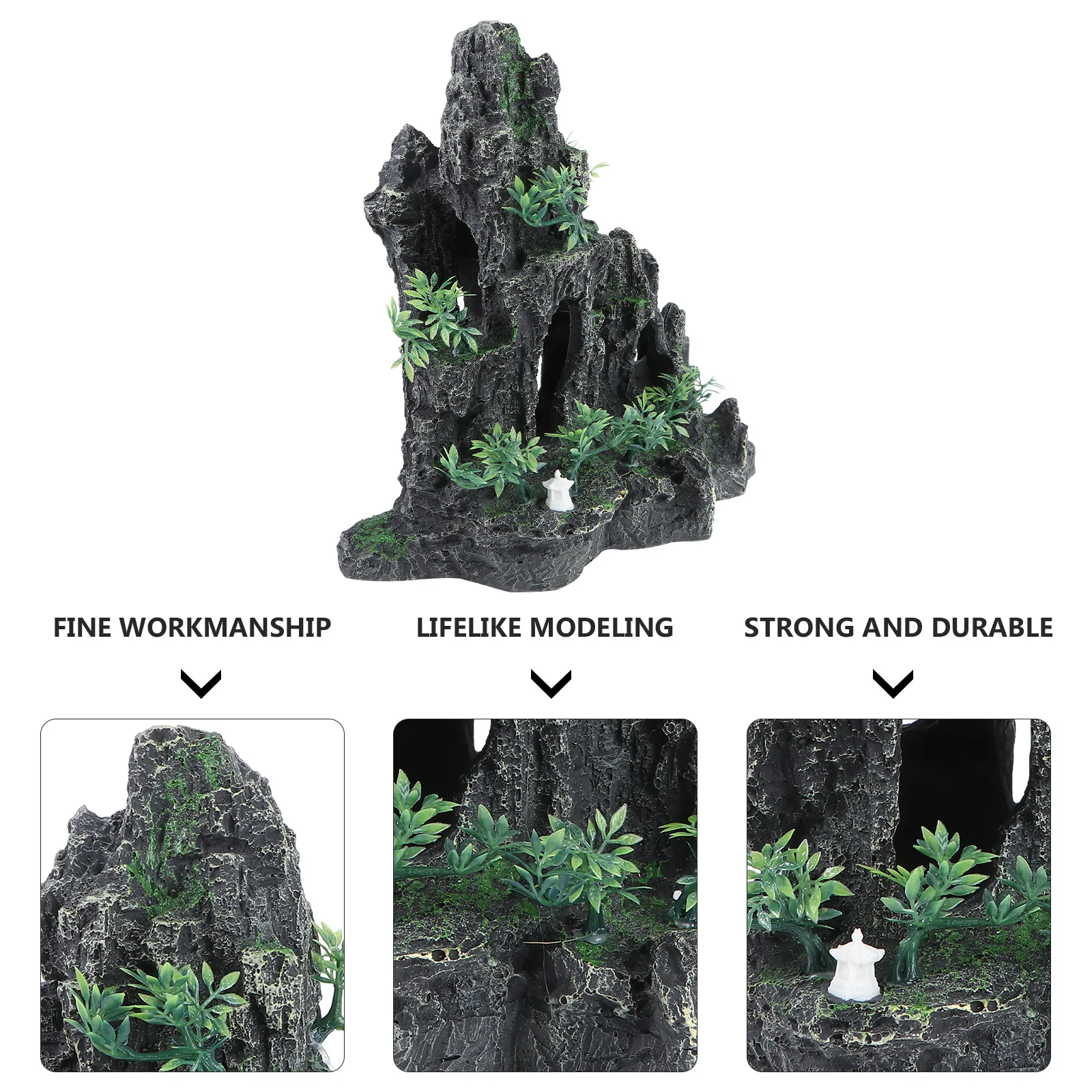 

Resin Aquarium Mountain Decor Peak Rockery Ornament for Fish Tank Artificial Landscape Enhancement Fresh Salt Water Safe