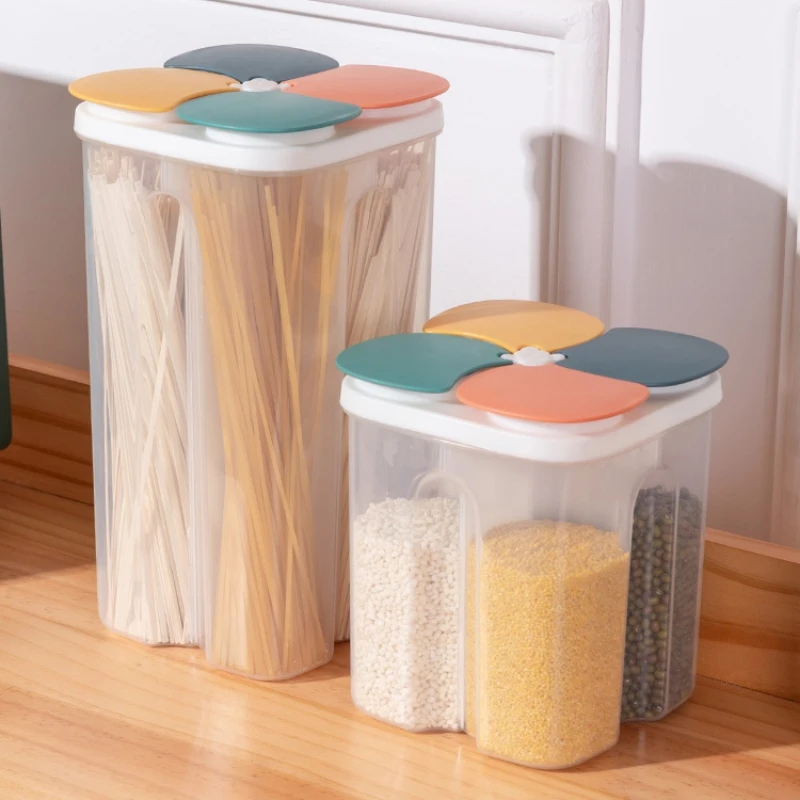 Cereals Storage Box Plastic Sealed Jar for Grain Noodle Transparent Keep Food Fresh Waterproof Container for Multigrain Tea Cans