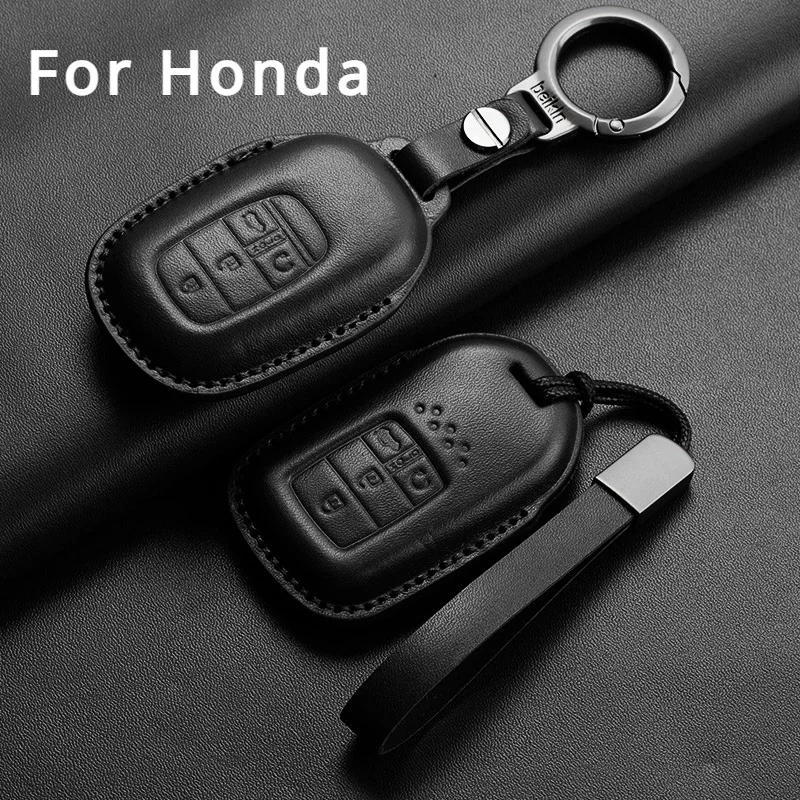 

Leather Car Remote Key Case Cover For Honda Vezel City Civic Jazz BRV BR-V HRV Protector Key Shell Fob Keychain Accessories