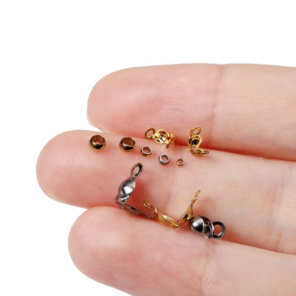 50pcs Stainless Steel Connector Clasp Fitting Ball Chain End Crimps Beads For Bracelet Necklace Chains Jewelry Making Supplie image 4