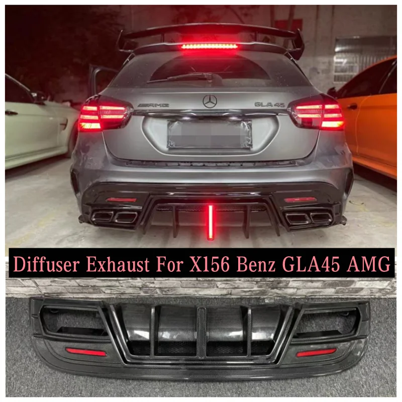 

For X156 Mercedes-Benz GLA45 AMG 2015-2019 High Quality Carbon Fiber Car Rear Trunk Bumper Lip Diffuser Exhaust Protector Cover