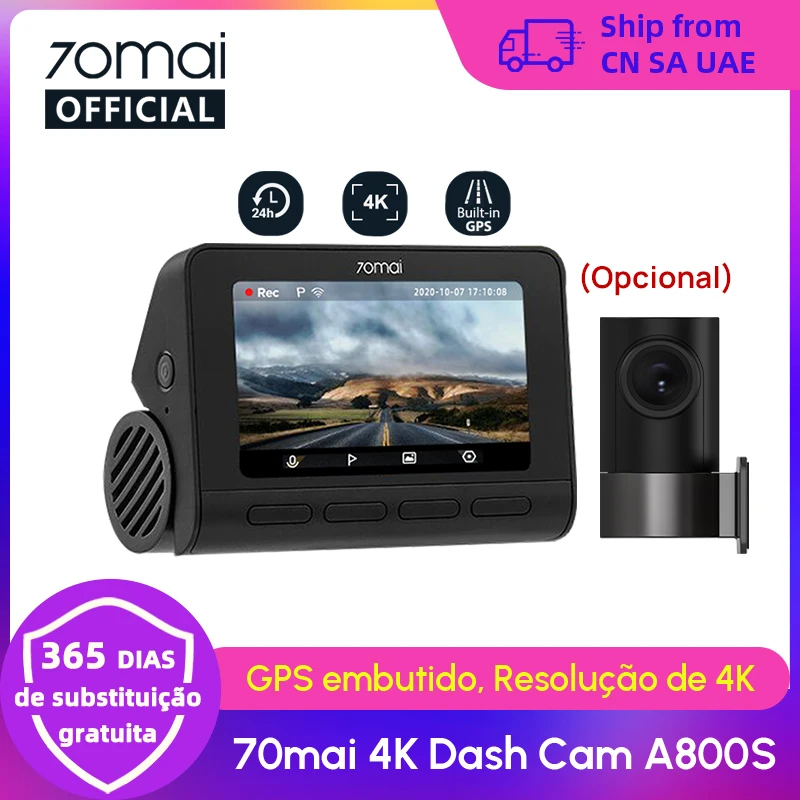 70mai 4K Dash Cam A800S GPS integrado ADAS 140 ° FOV 70mai Câmera Carro DVR 24H Monitor de estacionamento Somente câmera frontal, suporte para câmera traseira 70mai 4K Dash Cam A800S GPS integrado ADAS 140 ° FOV 70mai Câmera Carro DVR 24H Monitor de estacionamento Somente câmera frontal, suporte para câmera traseira