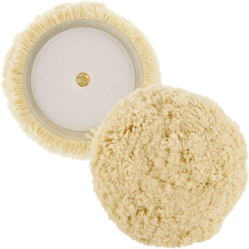 7in Wool Hook & Loop Grip Buffing Pad For Compound Cutting & Polishing For Automotive, Marine And Epoxies