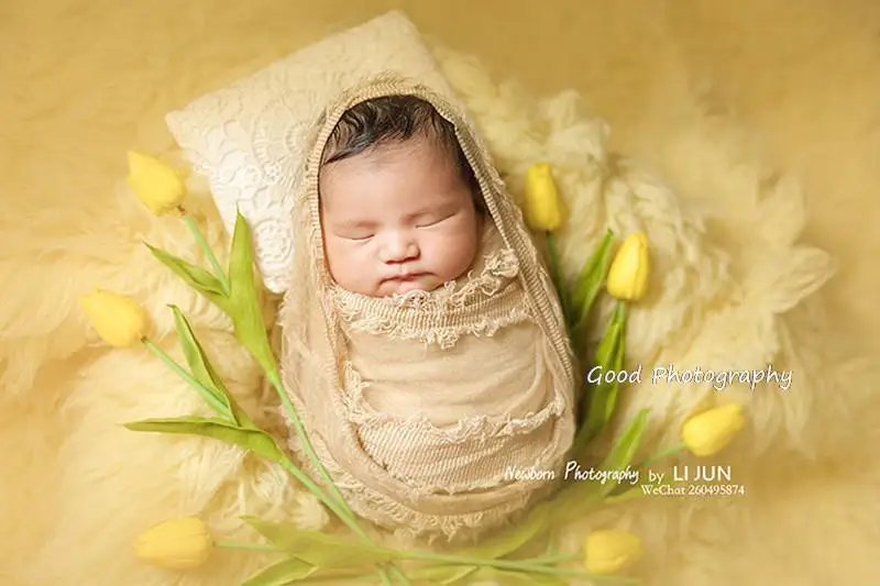 Newborn photography props simulation tulip fake flower studio baby, one-month baby, 100-day photo decoration