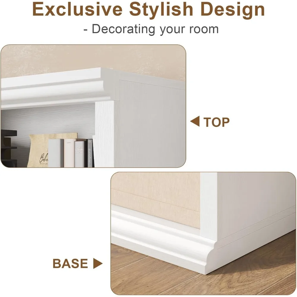 Extra Large Wooden Bookshelf – Double Storage Elegant Design 5