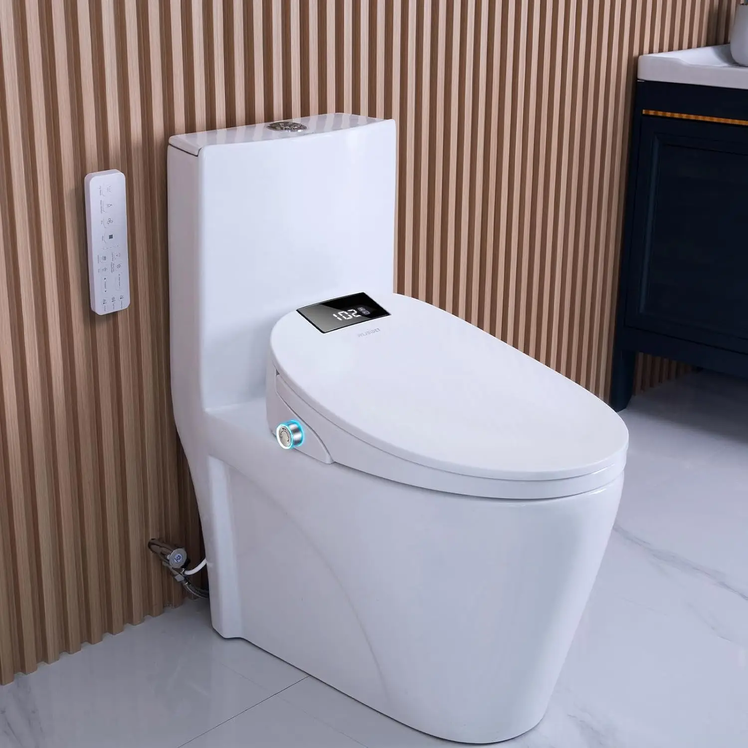 Siège de toilette réglable pour bidet, séchoir à air chaud, eau chaude illimitée, veilleuse