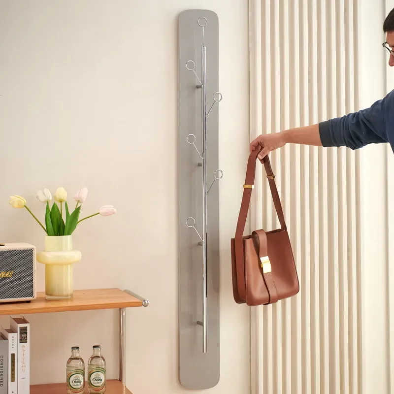 رف ملابس من الفولاذ المقاوم للصدأ بدون ثقب، معلق على الحائط المنزلي، رف حقيبة غرفة المعيشة المنزلية، غرفة نوم بسيطة