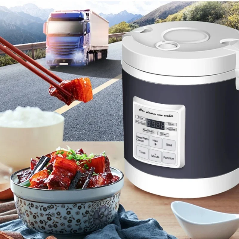 Car Rice Cooker 12V24V Big Truck Smart Small Rice Cooker Mini Rice Cooker For 2-3 People Car Power Cord 1.6L Multicooker