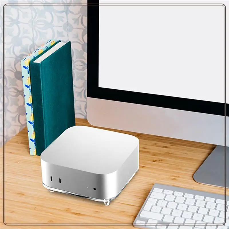 موثوق به - لجهاز Mac Mini M4 2024 حامل أكريليك لتثبيت سطح المكتب وتبديد الحرارة، موفر للمساحة، سهولة الوصول إلى زر الطاقة، لـ