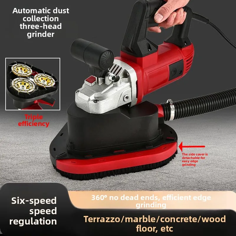 3-Head Floor Grinder Marble Granite Terrazzo Renovation Concrete Polisher Scarifying Machine 220V