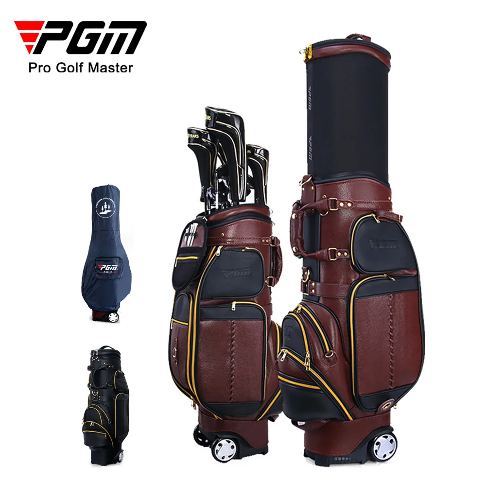 

PGM Men's Golf Telescopic Ball Package Multifunctional Aviation Clubs Bag Genuine Leather with Rain Cover QB043 Wholesale