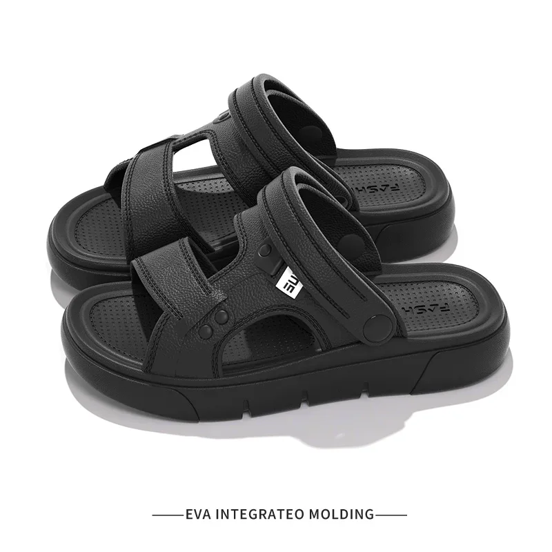 

2024 Summer Men's Sandals Indoor Casual Soft Soled Slippers Outdoor Fashion Solid Color Lightweight Beach Slides Shoes