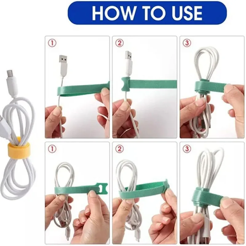 10/20/30 pieces reusable T-shaped tie straps for fixing and storing various electrical wires colored nylon hook and loop ties