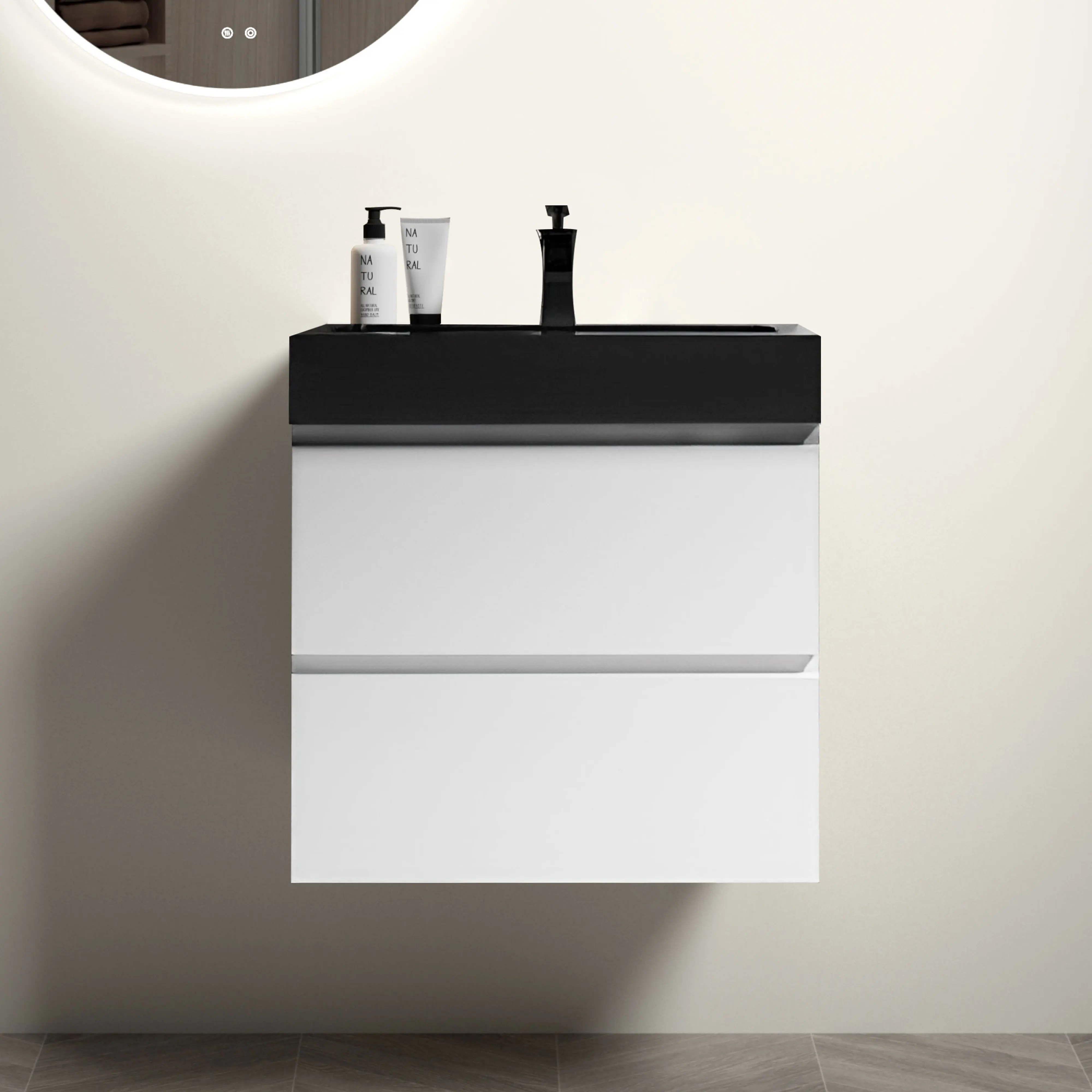 

24" White Bathroom Vanity with Sink, Large Storage Wall Mounted Floating Bathroom Vanity for Modern Bathroom Sink Basin