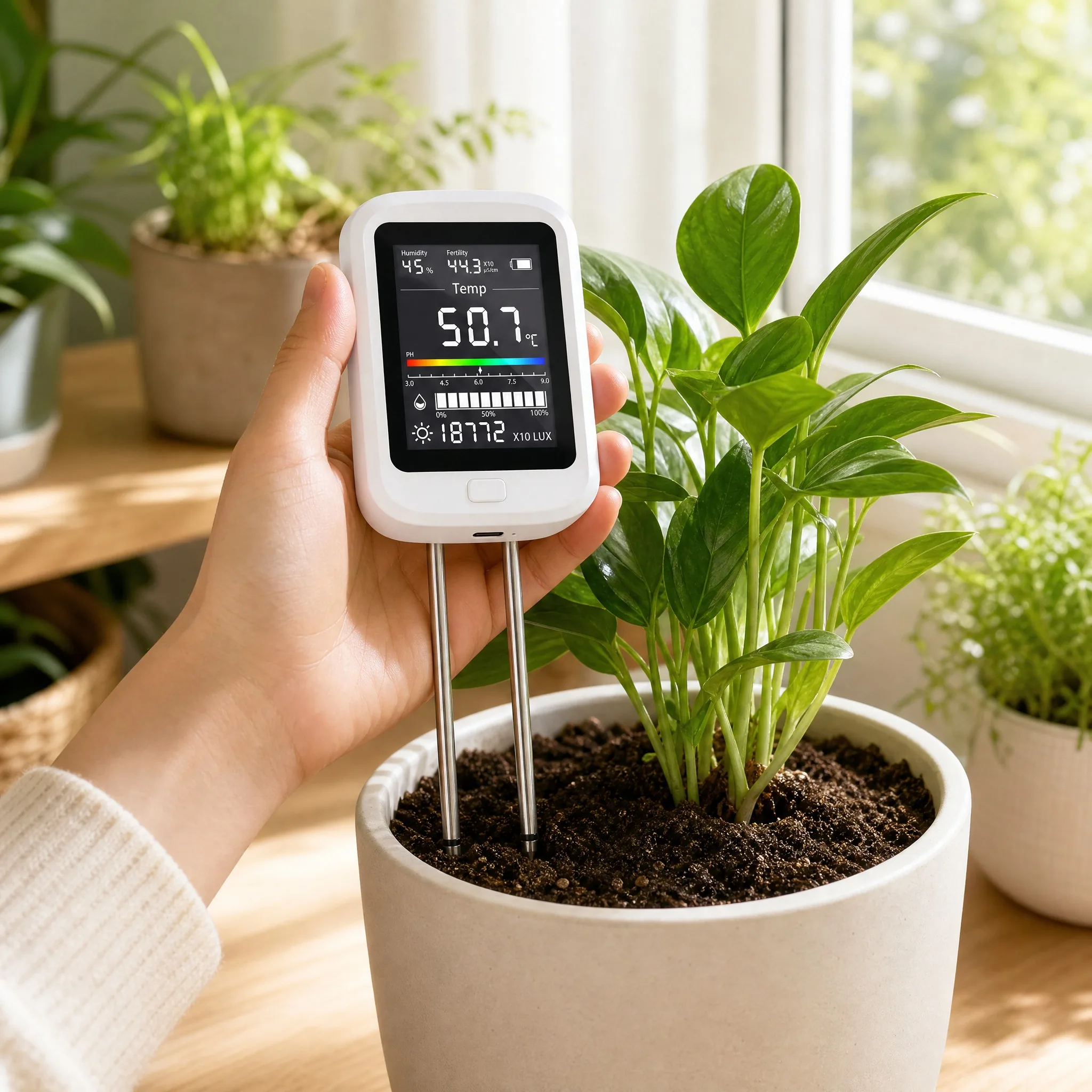 Ph Ec Meter Hydroponic - 6-in-1 토양 테스터 섭씨 스케일 디지털