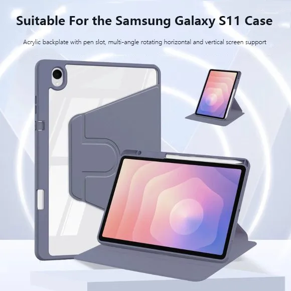 

720 ° Rotation Acrylic Hard Case For Samsung Galaxy Tab S11 11 2025 S10 Lite S10FE 10.9 A9 Plus S9 S8 S7 With Pen Slot