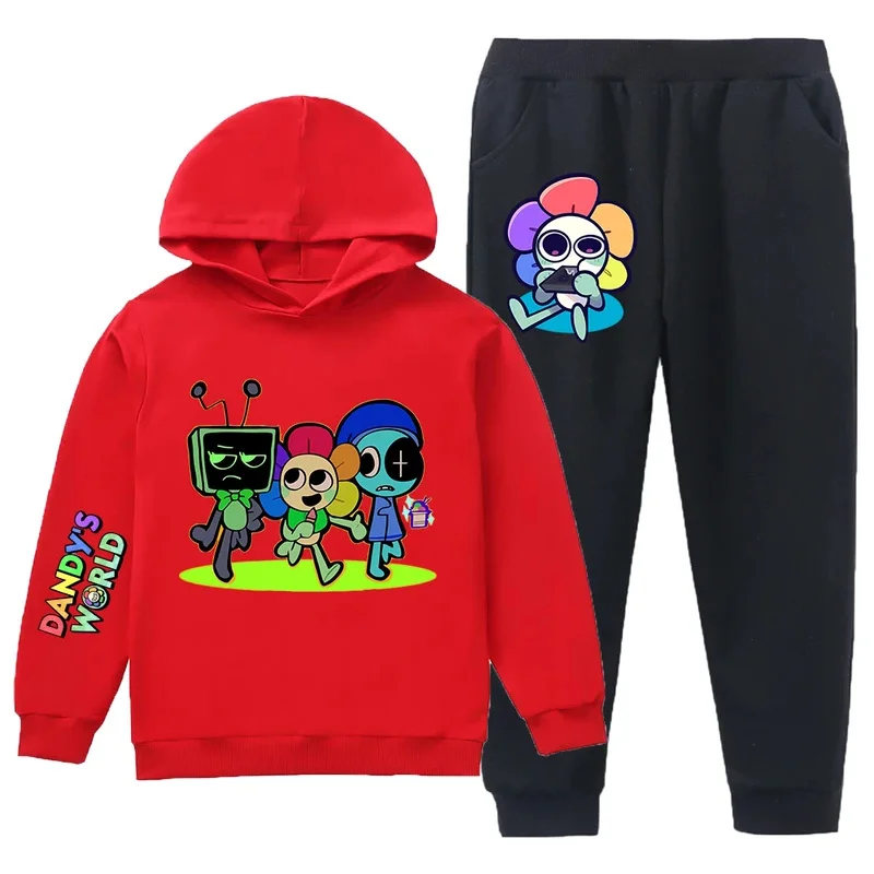 Dandy's World Hoodies เด็กเกมสยองขวัญ Dandys World เสื้อผ้าเด็กทารก Hood เสื้อกางเกง 2 ชิ้นชุดเด็กสบายๆกีฬา