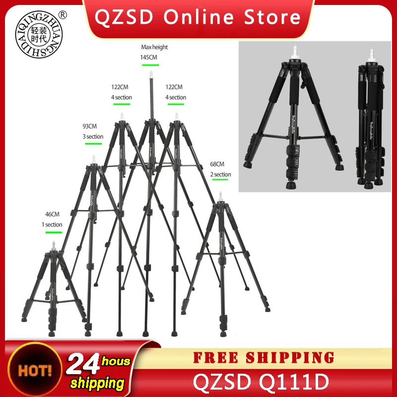 

QZSD Q111D Live Broadcast Stand Aluminium Alloy Tripod Professional Photographic Portable Stand Kit Monopod Ball head For DSLR