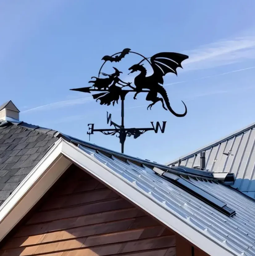 Roof Wind Vane, Metal Handicrafts, Garden Decorations, Home Ornaments, Courtyard Outdoor Ironwork, Shuttle Bus, Christmas Tree