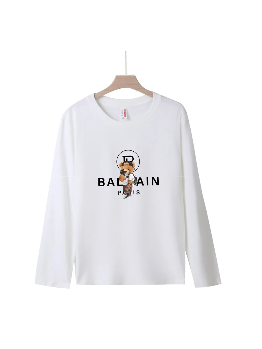 

Women's Y2K Streetwear Long Sleeve T-Shirt Cartoon Bear Print round Neck Soft Cotton Manga Top for Females