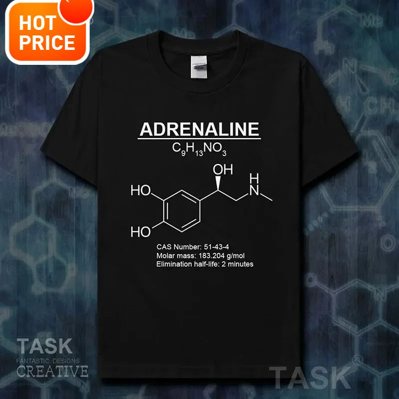 Adrenaline Chemical Formula Funny Organic Hormone of Exciting Love T-Shirt Summer 100% Cotton Short Sleeve O-Neck Unisex T Shirt