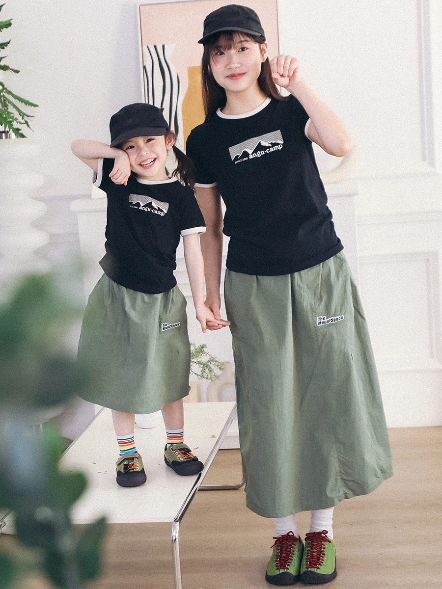 Outdoor Parent-Child Matching Cotton Skirt for Girls Summer New Style Half-length Skirt Breathable And Washable Umbrella Skirt