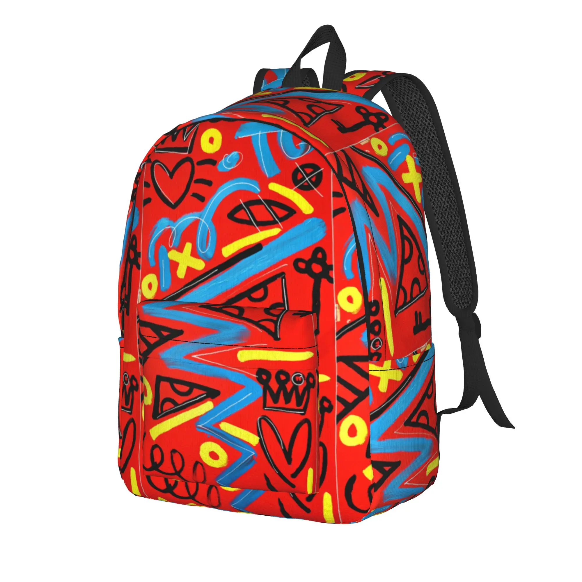 Graffiti Abstract Lines Backpack  Outdoor Style Backpacks Student Unisex Novelty High School Bags Colorful Durable Rucksack
