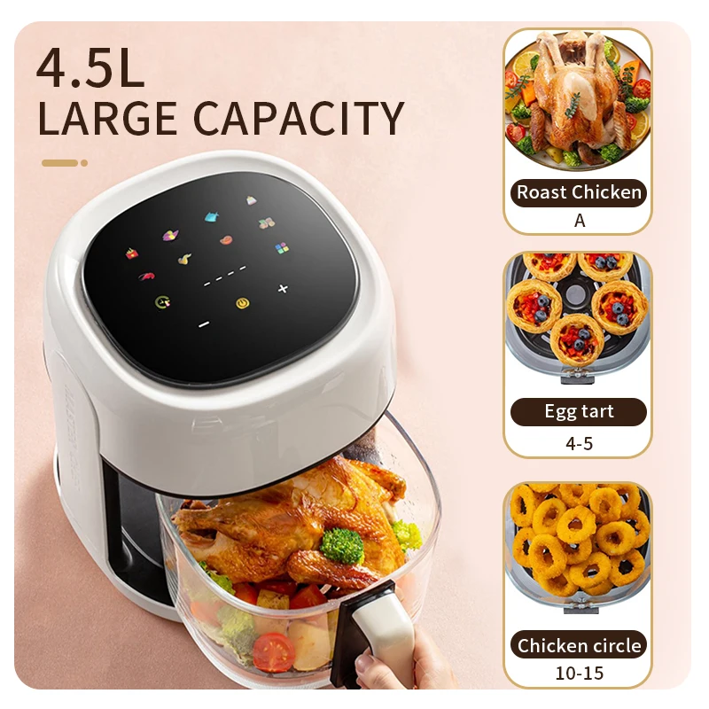 Kitchen Appliances Air Fryer Without Oil Multifuncional 4L 4.5L 6L 8 In 1 Smart Glass Visual Window Air Fryer Basket