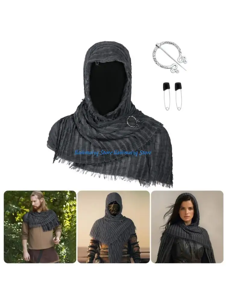 573B Medieval Scarf Cowl Brooch,Vikinges Cowl Hood Cloak,Renaissances Shawl