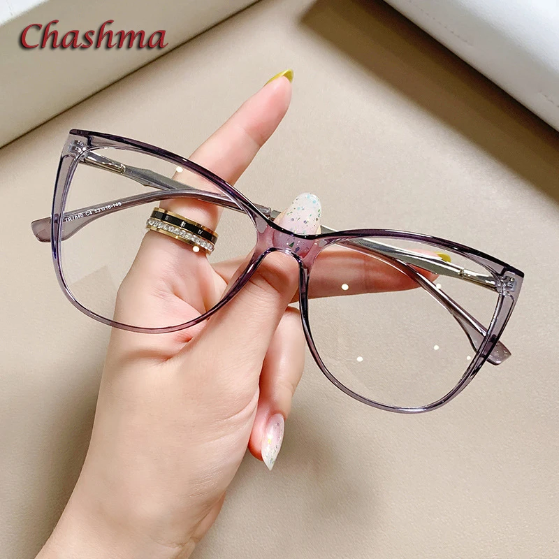 

Chashma Cat Eye Frame Prescription Glasses Women Optical Eyewear Transparent TR90 Light Weight Spectacle for Progressive Lens