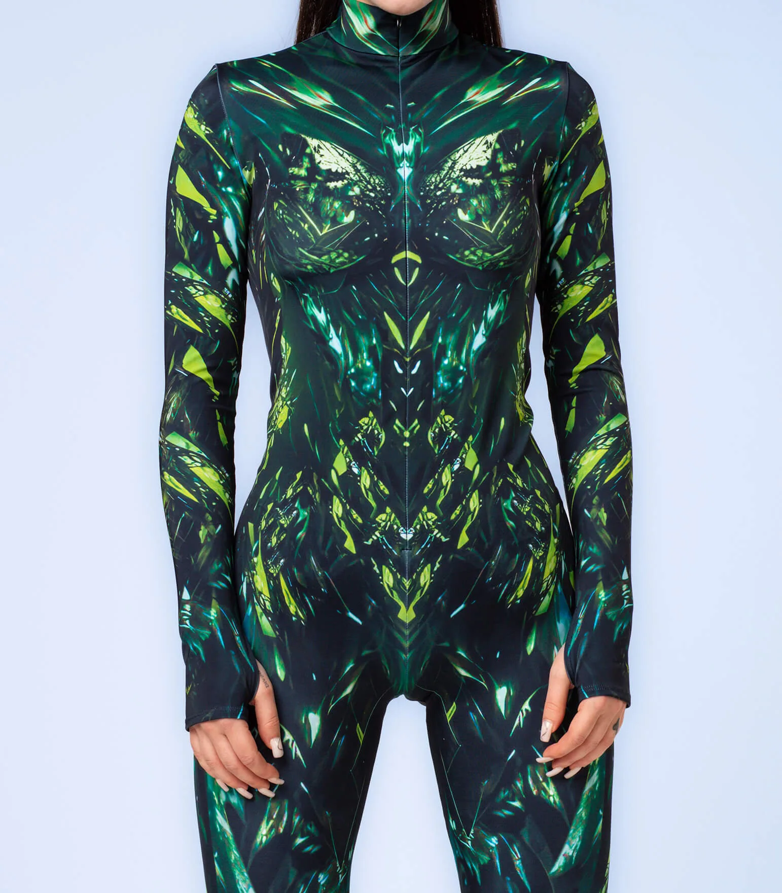 Bunt bedruckter Damen-Jumpsuit für Urlaub und Party, Punk-Zentai, Rave-Outfit, Yoga-Catsuit, Fahrrad- und Halloween-Anzug – Detail 17
