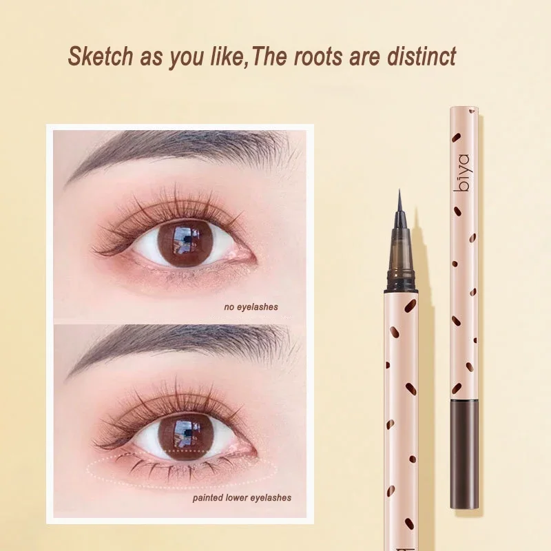 Stylo à Cils Liquide Ultra-fin, en Forme de Ver à Soie, 256 Bruns et Gris, Eyeliner, Surligneur, Lisse et Durable, Bâton d'Ombre à Paupières, Maquillage