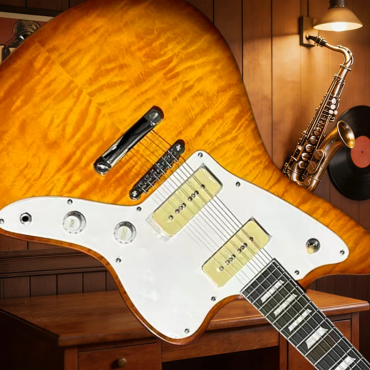 Braune Gitarre mit Mahagoni-Decke und Fester Brücke, Geburtstagsgeschenk mit Reichem Klang