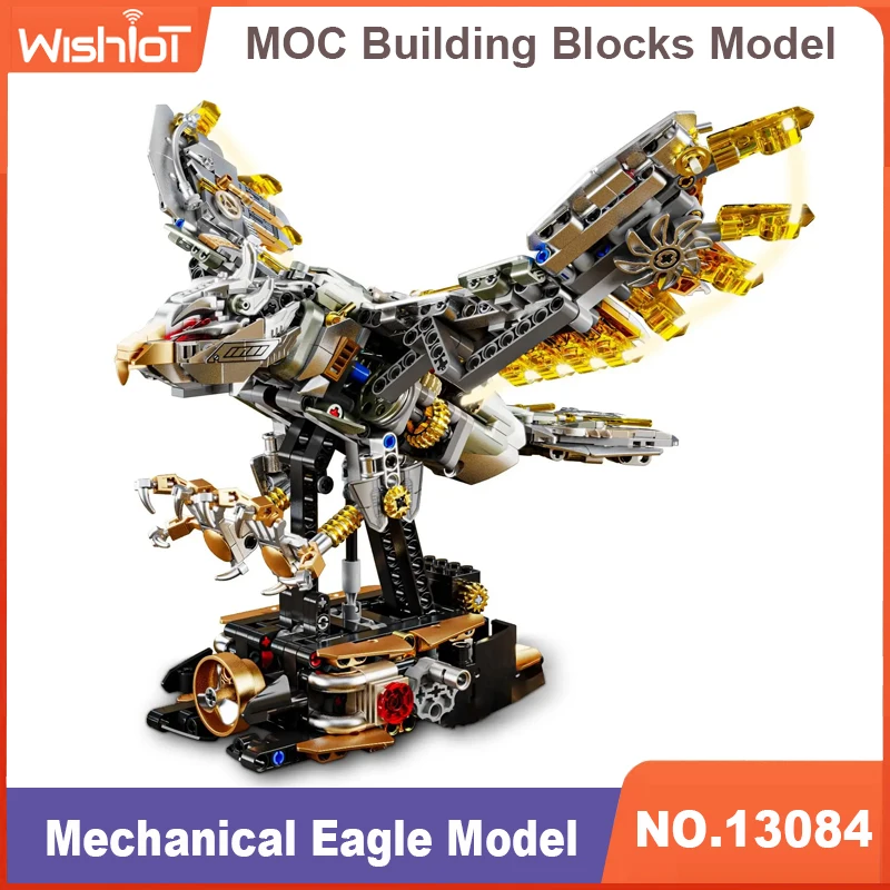 

13084 Mechanical Eagle Model 1168PCS Building Blocks Set MOC Cyberpunk Eagle with Lighting Toys Gifts for Boys Teens Age 14+