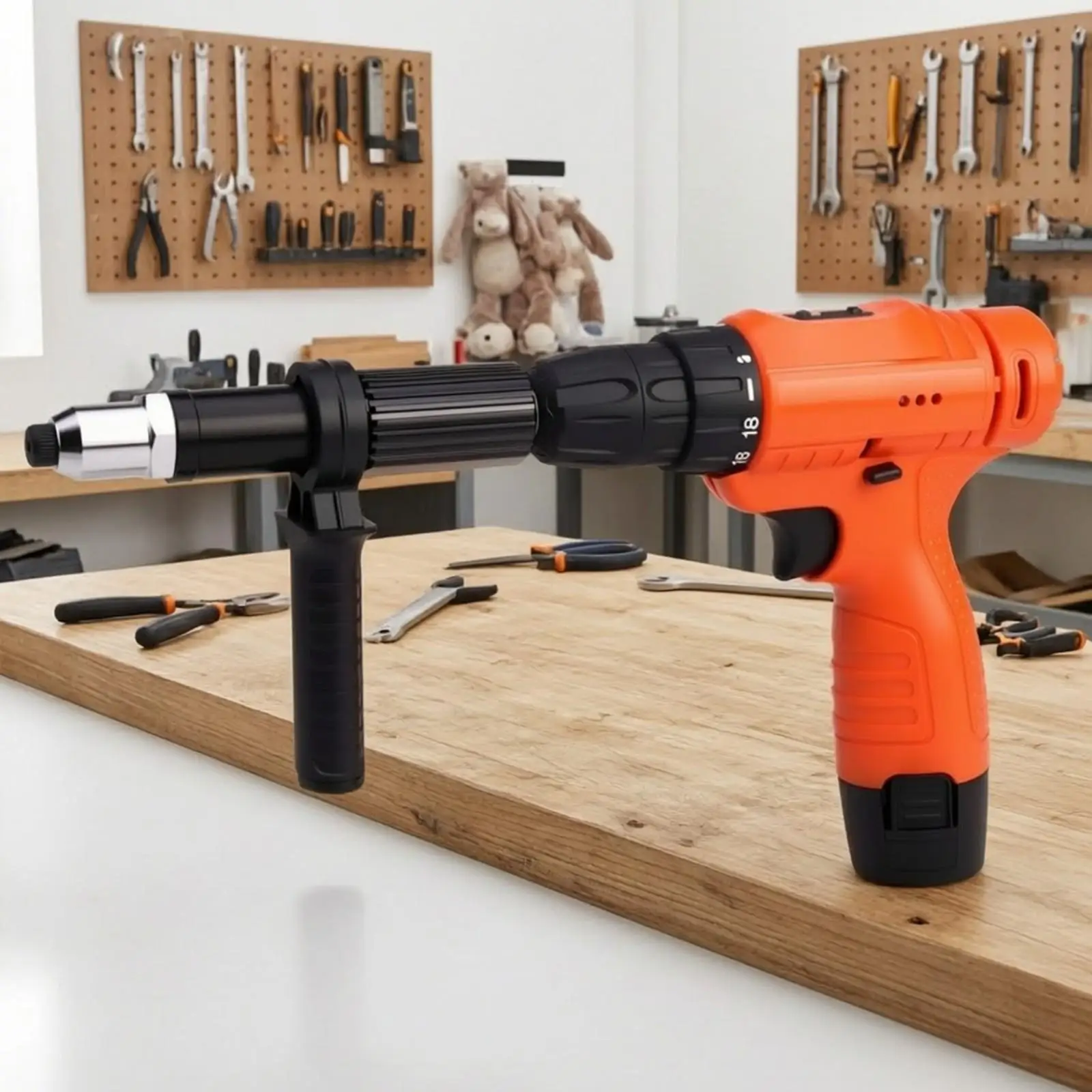 Rivet Attachment with Handle | Sturdy Metal Construction, Electric Drill Rivet Conversion Head, Textured Grip faces, for