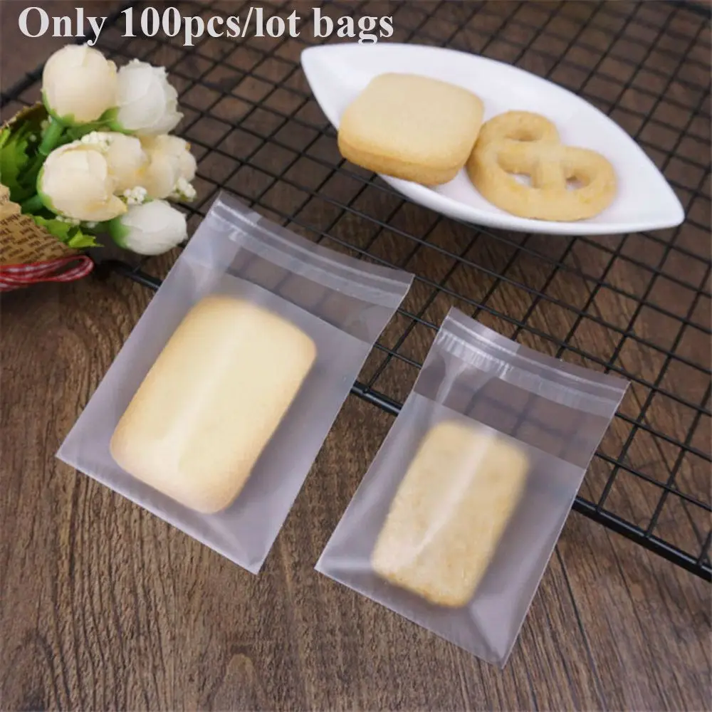 100pcs/lot Transparent Matte Self Adhesive Seal OPP Cookie Bags Candy Package Wedding Snack Decoration Pastry Tool