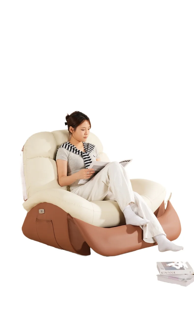 

Single sofa Cream wind living room sofa Multifunctional lazy sofa Reclining and sleeping Electric massage