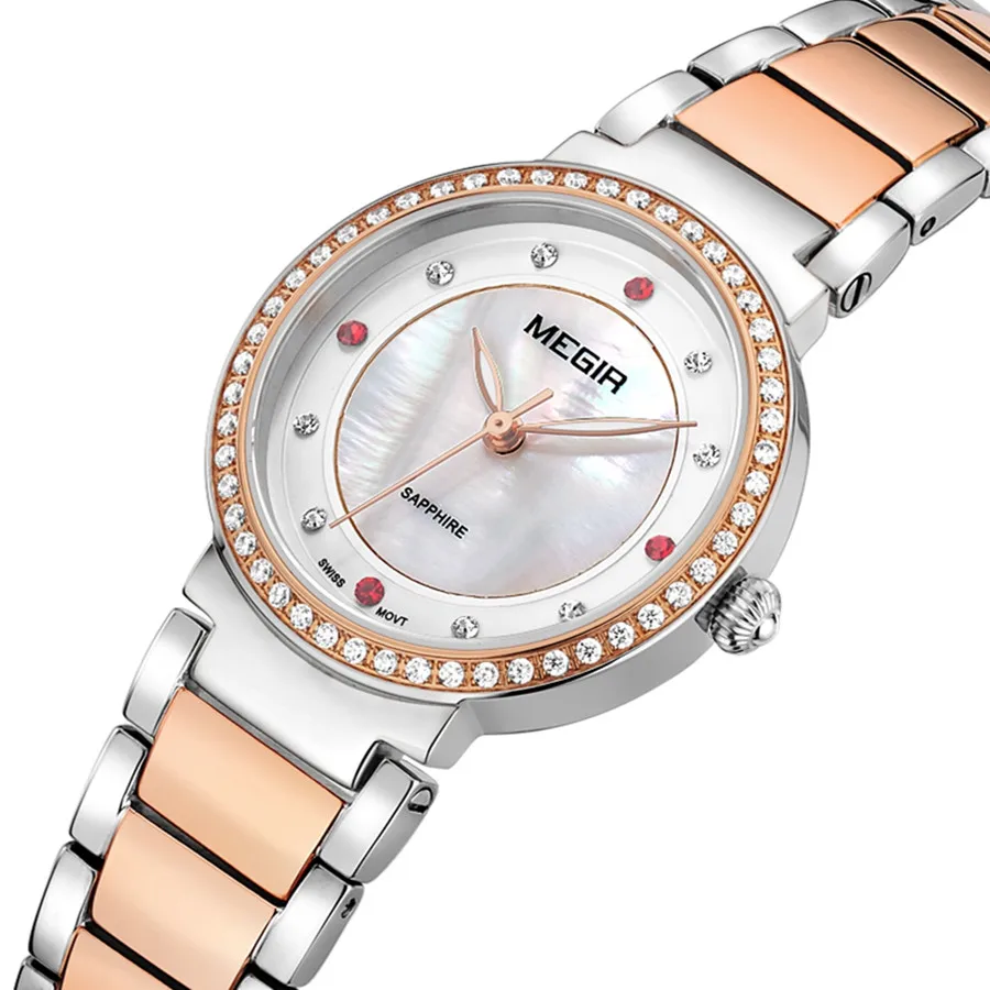 MEGIR Fashion Stainless Steel Women Bracelet Quartz Watches Elegant Business Ladies Clock Female Sport Wristwatch Reloj Mujer