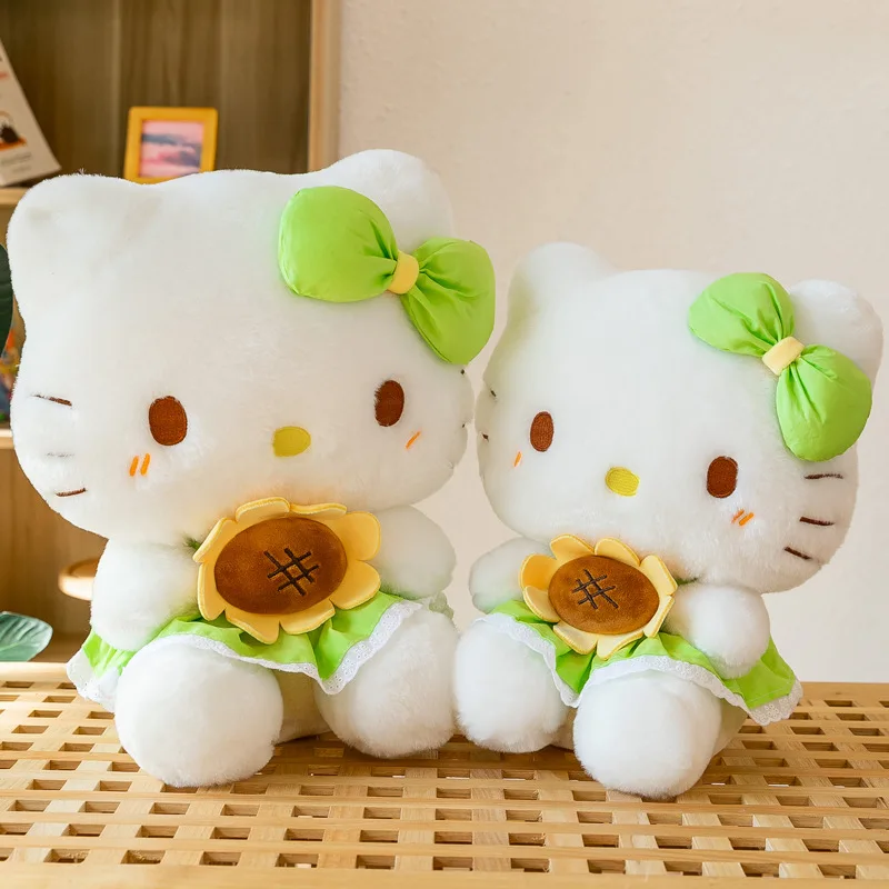 32/40/50/60CM Big Size Sanrio Hello Kitty Sunflower Stuffed Toys Cute Plush Toys Kawaii Anime Cartoon Dolls Kids Birthday Gifts