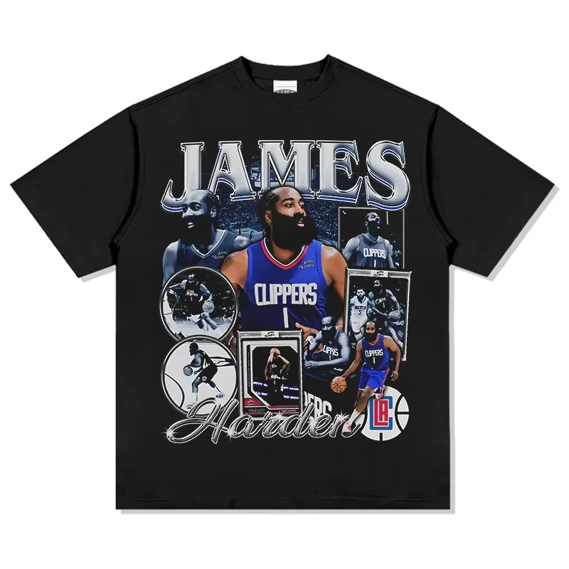 New Arrival James Harden Printed Cotton Short Sleeve Basketball Sports Training T-shirt Summer Men's and Women's Loose Tees