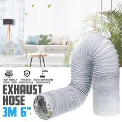 150mm 6 inch Ventilator Pipe PVC Aluminum Tube Air Ventilation Pipe Hose Flexible Air Conditioner Exhaust Duct Air System Vent