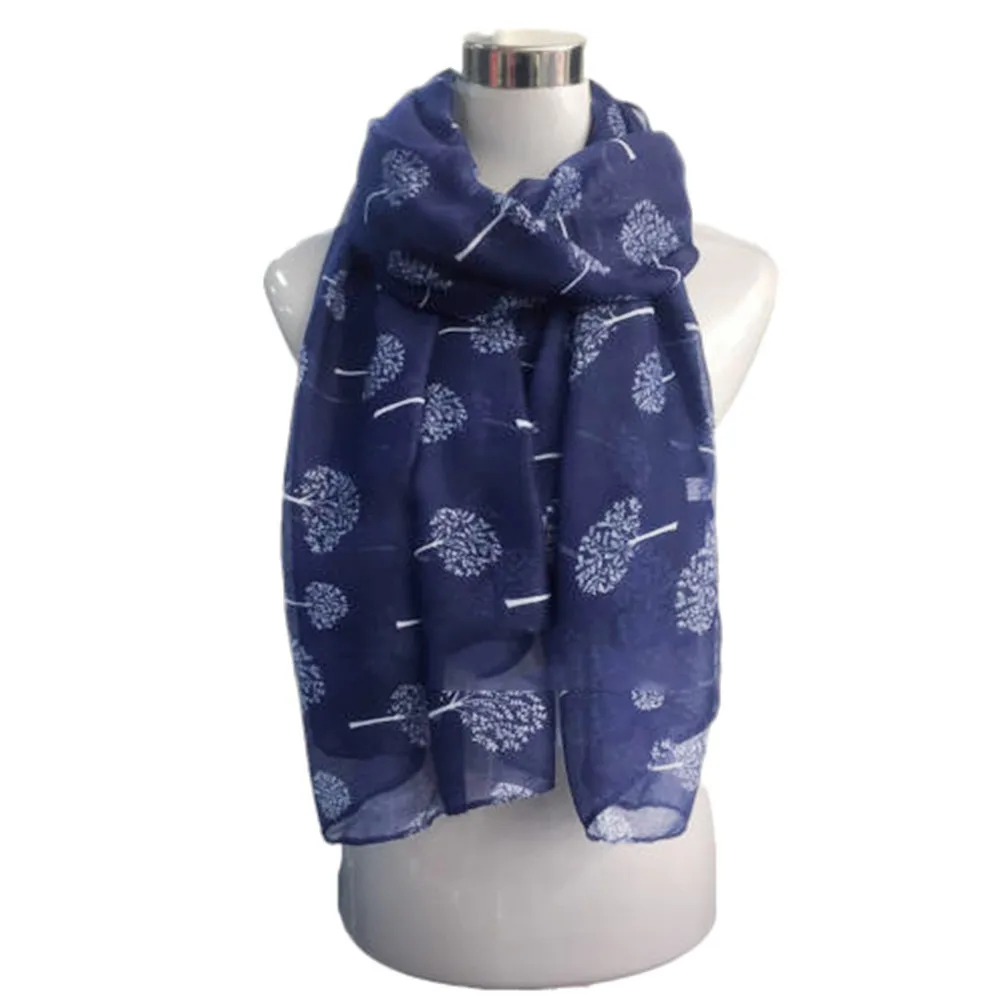 Dames nieuwe mode zijden sjaal sneeuwvlok boom print ontwerp sjaal elegante hoofdband handige hoofdband chiffon mousseline sjaal