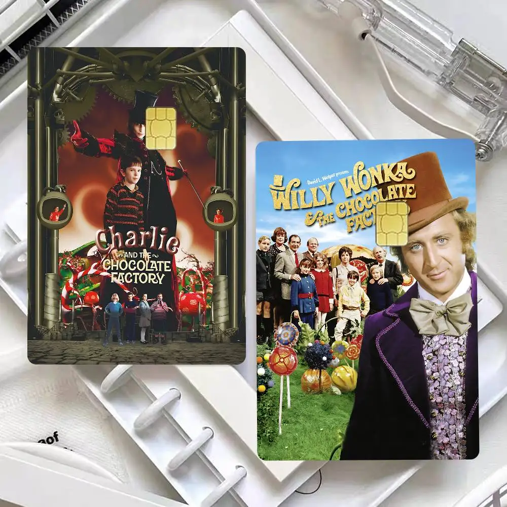 Charlie y la cubierta de película mate C-Chocolate F-Factory, pegatina de piel para tarjeta de crédito, tarjeta de autobús de débito bancaria